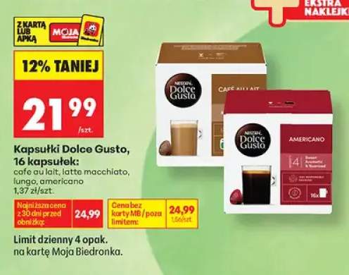 Kapsułki Dolce Gusto cafe au lait +3 warianty