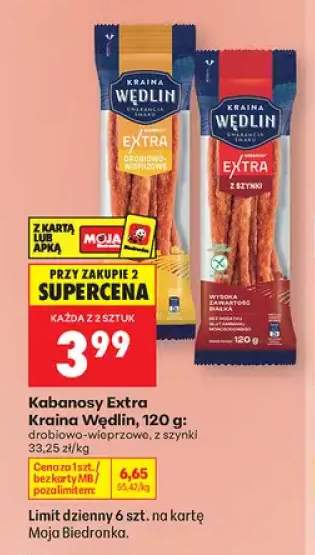 Kabanosy Extra drobiowo-wieprzowe Kraina Wędlin +1 wariant