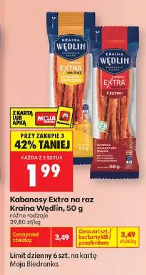 Kabanosy Extra na raz z szynki Kraina Wędlin +1 wariant