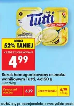 Serek homogenizowany o smaku waniliowym Tutti 4-pak