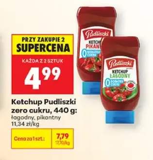 Ketchup łagodny zero cukru Pudliszki +1 wariant