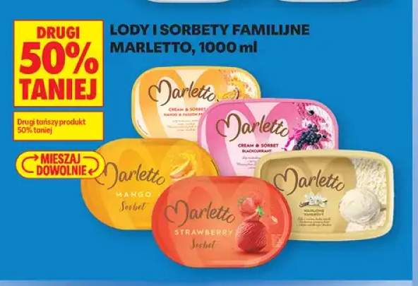 Lody i sorbety familijne Marletto Cream & Sorbet Blackcurrant +4 warianty