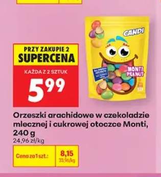 Orzeszki arachidowe w czekoladzie mlecznej i cukrowej otoczce Monti