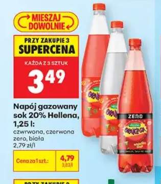 Napój gazowany sok 20% Hellena czerwona +2 warianty