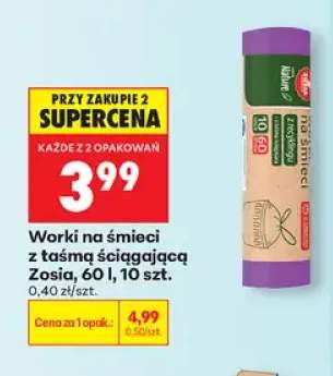 Worki na śmieci z taśmą ściągającą Zosia 60 l 10 szt.