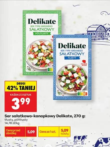 Ser sałatkowo-kanapkowy półtłusty Delikate +1 wariant