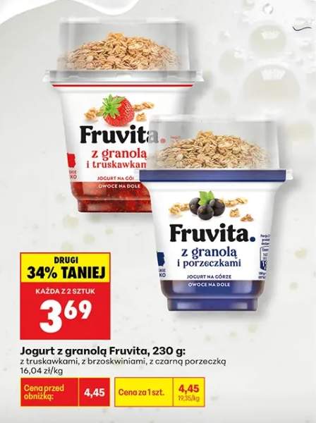 Jogurt z granolą z brzoskwiniami Fruvita +2 warianty