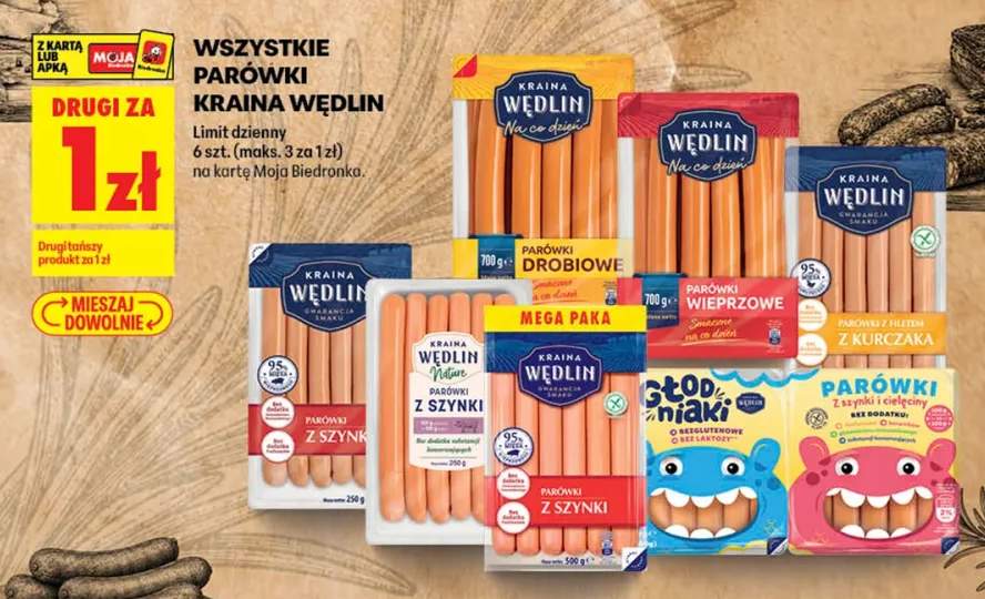 Parówki z szynki Kraina Wędlin Nature +8 wariantów
