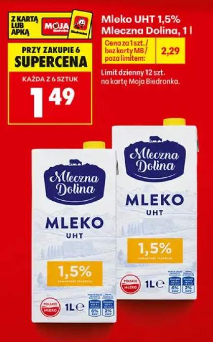 Mleko UHT Mleczna Dolina 1,5%