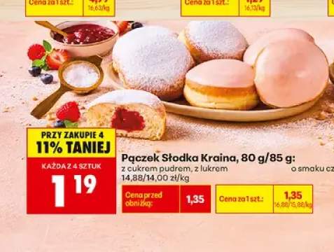 Pączek z cukrem pudrem Słodka Kraina +1 wariant