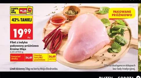 Filet z indyka pakowany próżniowo Kraina Mięs
