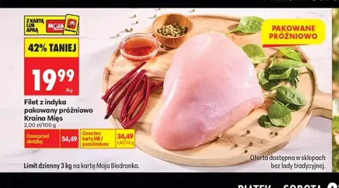 Filet z indyka pakowany próżniowo Kraina Mięs