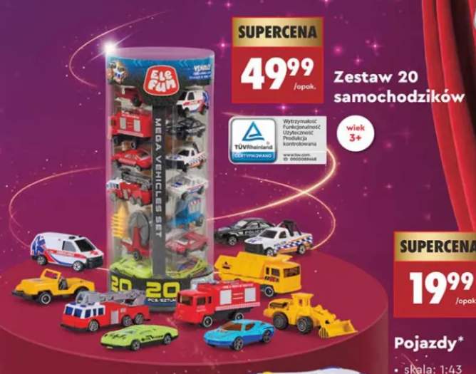 Zestaw 20 samochodzików Elefun