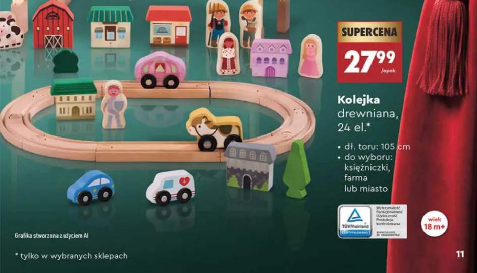 Kolejka drewniana 24 el. farma EleFun +2 warianty