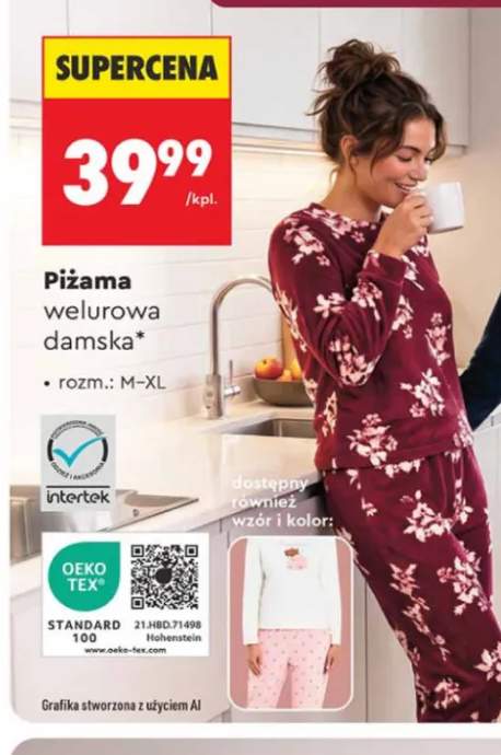 Piżama welurowa damska Clevé