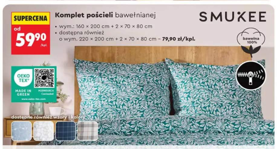 Komplet pościeli bawełnianej 160x200 cm Smukee +1 wariant