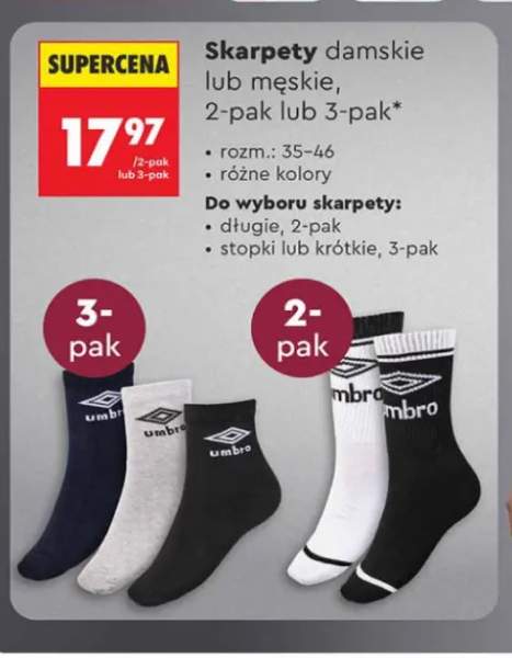 Skarpety damskie długie 2-pak Umbro +5 wariantów