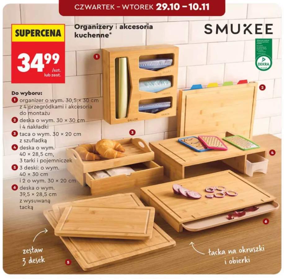 Organizer o wym. 30,5x30 cm z 4 przegródkami i akcesoriami do montażu Smukee +4 warianty
