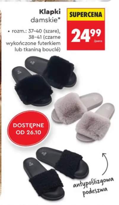 Klapki damskie wykończone futerkiem Clevé +1 wariant