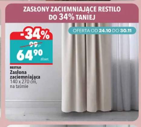 Zasłona zaciemniająca 140x270 cm na taśmie Restilo