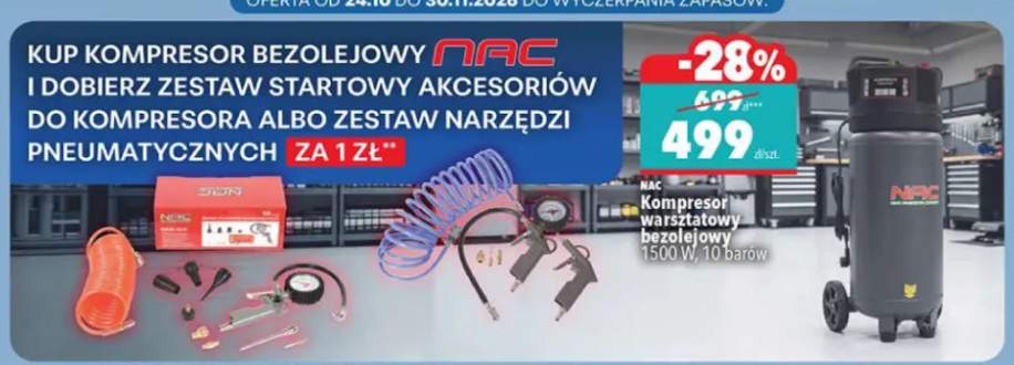 Zestaw startowy akcesoriów do kompresora Nac +2 warianty