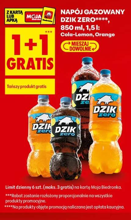 Napój gazowany Dzik Zero Cola-Lemon +1 wariant