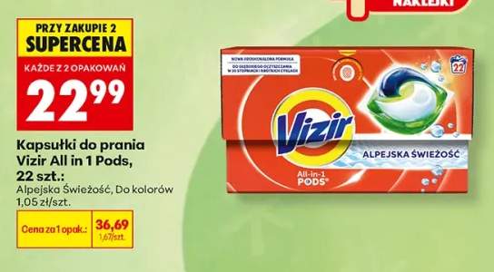 Kapsułki do prania Vizir All in 1 Pods Alpejska Świeżość +1 wariant