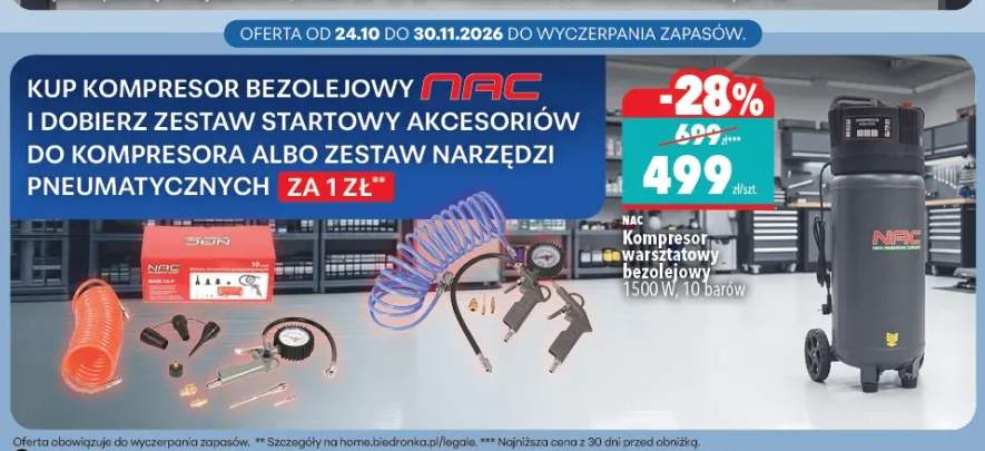 Zestaw startowy akcesoriów do kompresora Nac +2 warianty