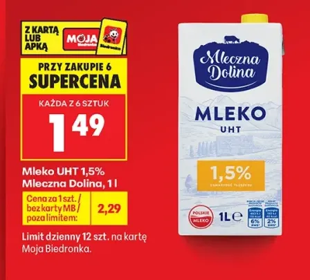 Mleko UHT Mleczna Dolina 1,5%