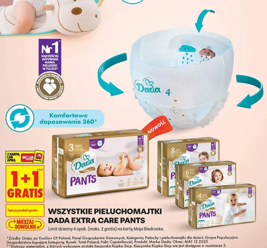 Pieluchomajtki Dada Extra Care Pants 4 Maxi +4 warianty