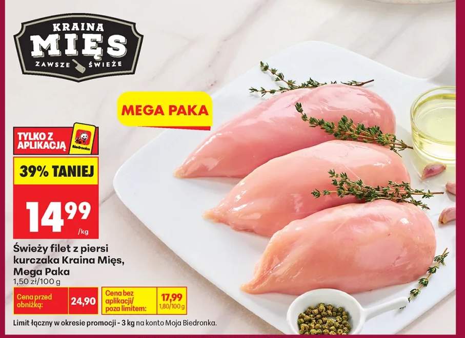 Świeży filet z piersi kurczaka Kraina Mięs Mega Paka