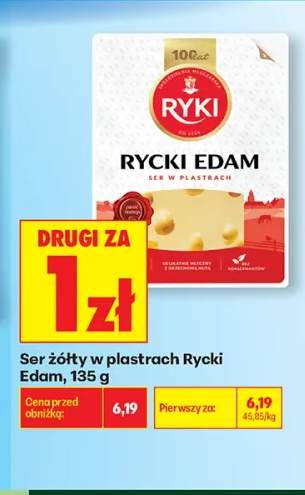 Ser żółty w plastrach Rycki Edam