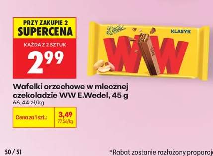 Wafelki orzechowe w mlecznej czekoladzie WW E.Wedel