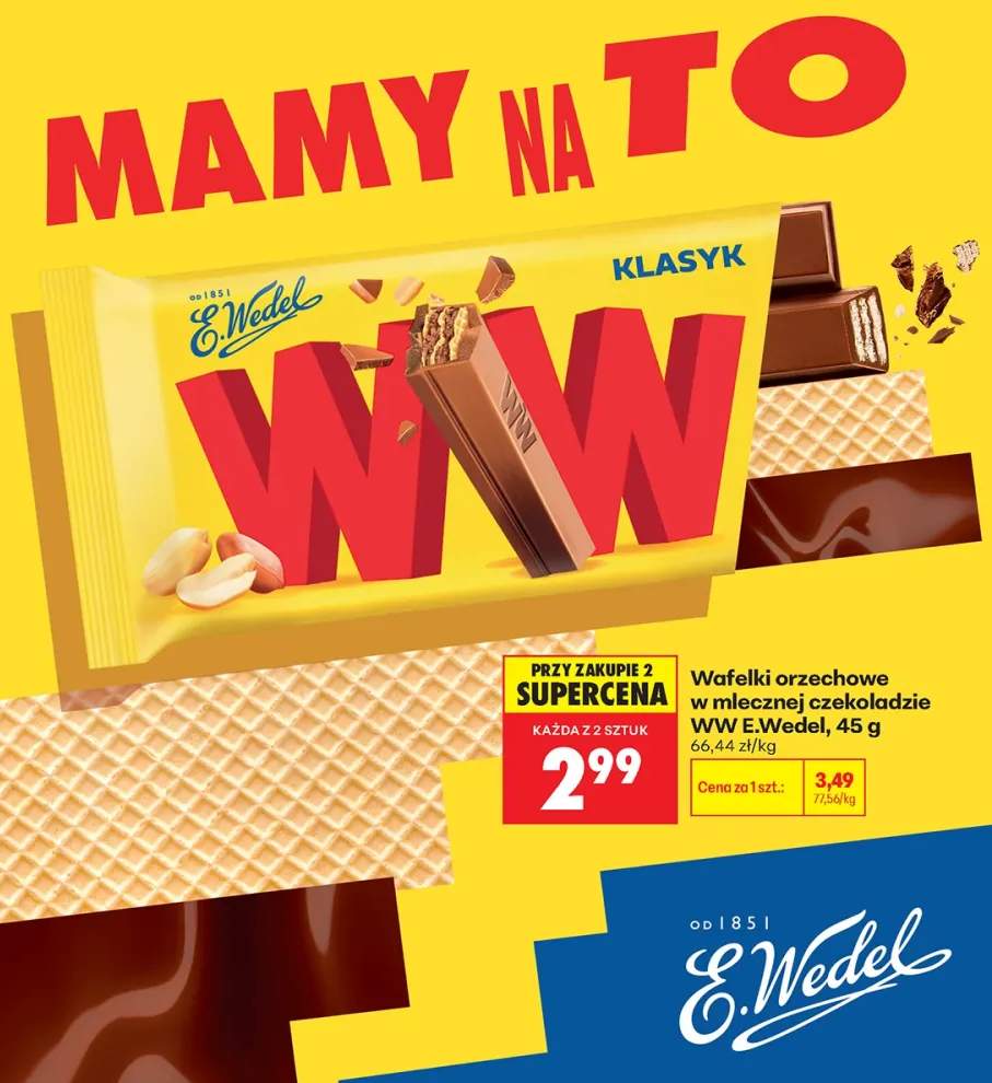 Wafelki orzechowe w mlecznej czekoladzie WW E.Wedel