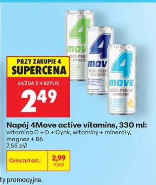 Napój active vitamins witamina C + D + Cynk 4Move +2 warianty