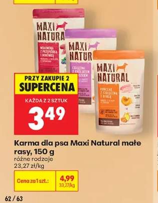 Karma dla psa Maxi Natural małe rasy wołowina z przepiórką i borówką +2 warianty