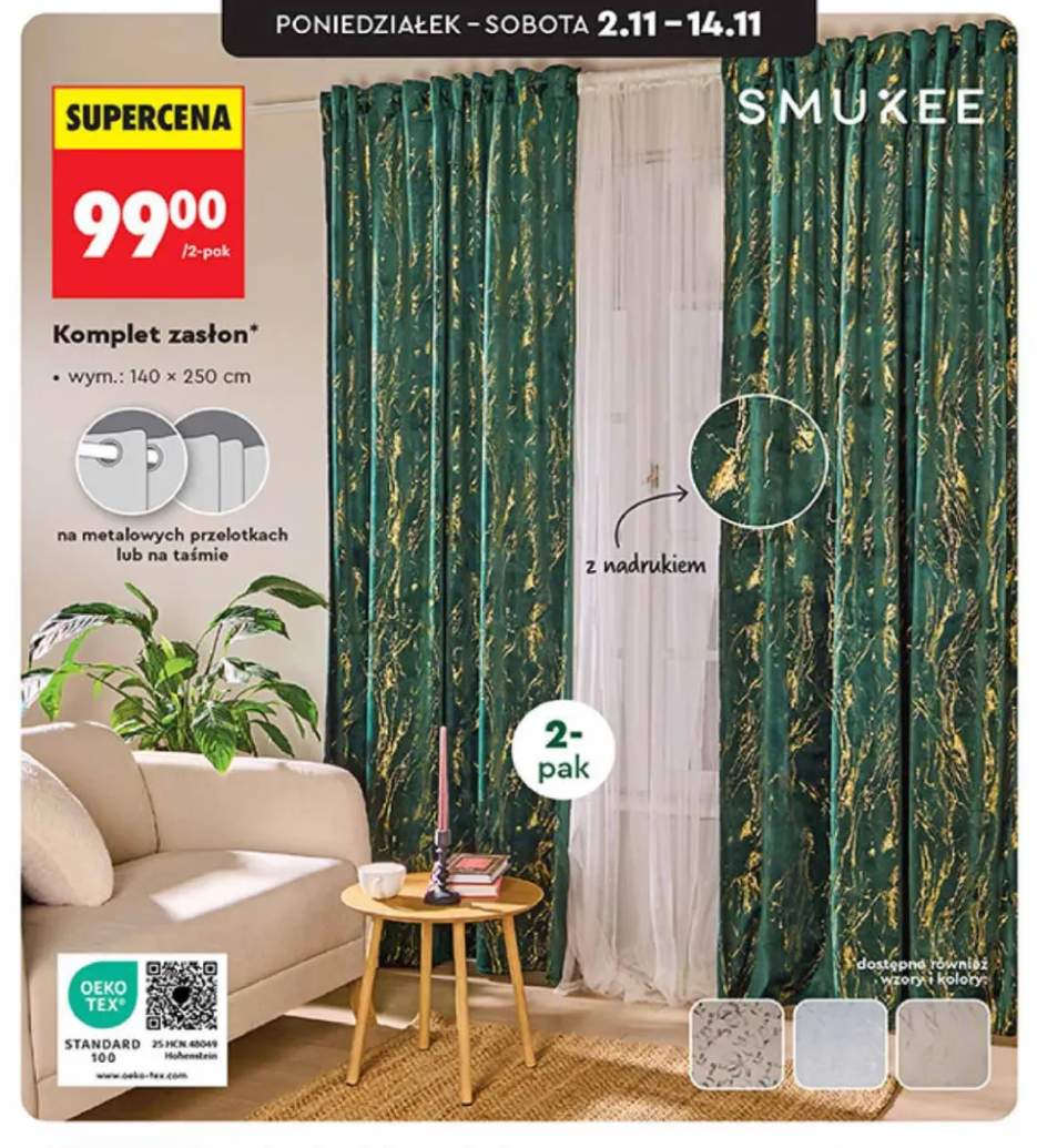Komplet zasłon 2-pak 140x250 cm Smukee