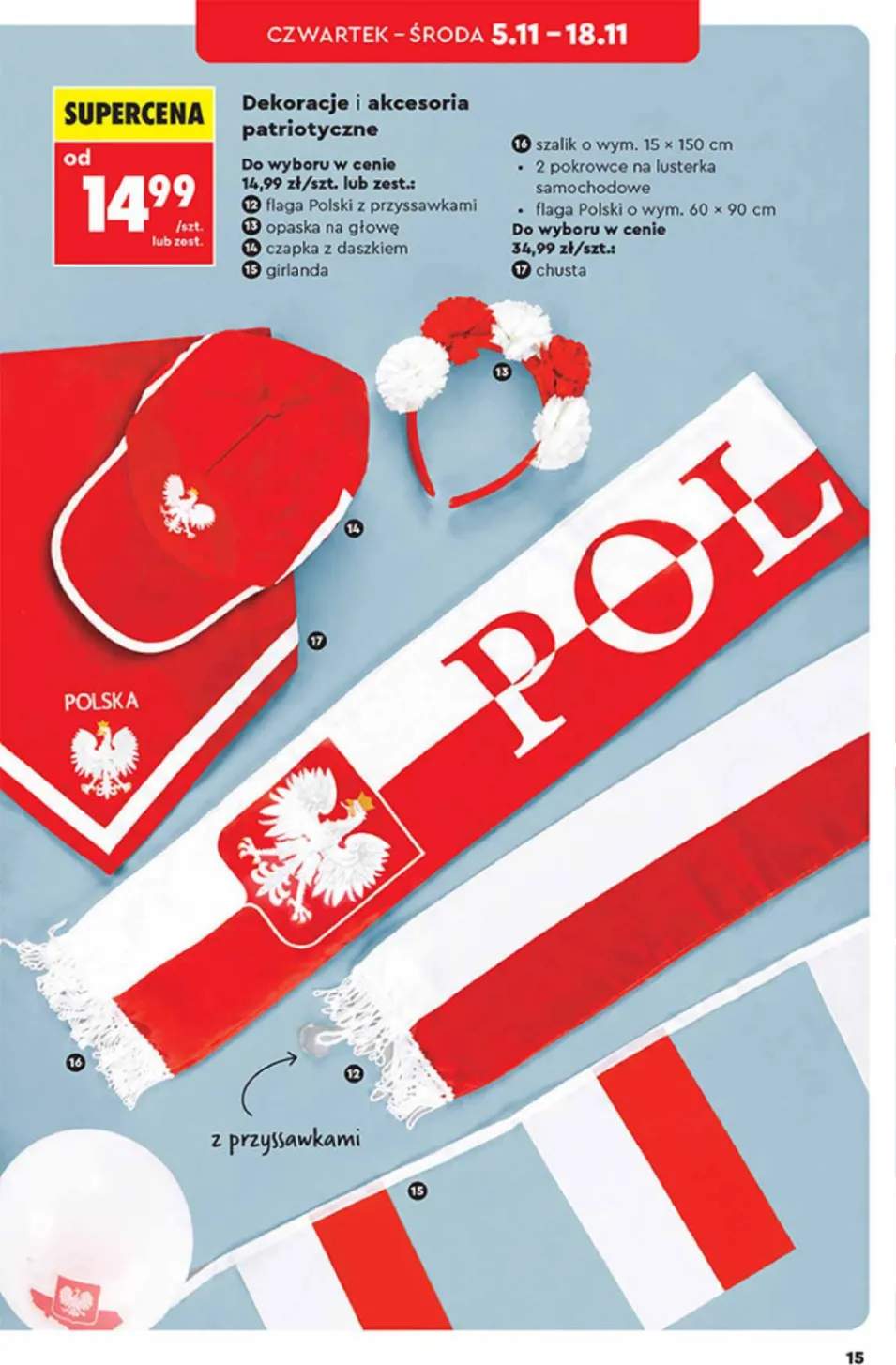 Flaga Polski z przyssawkami +7 wariantów