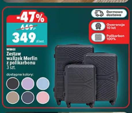 Zestaw walizek Merlin z polikarbonu 3 szt. Wings